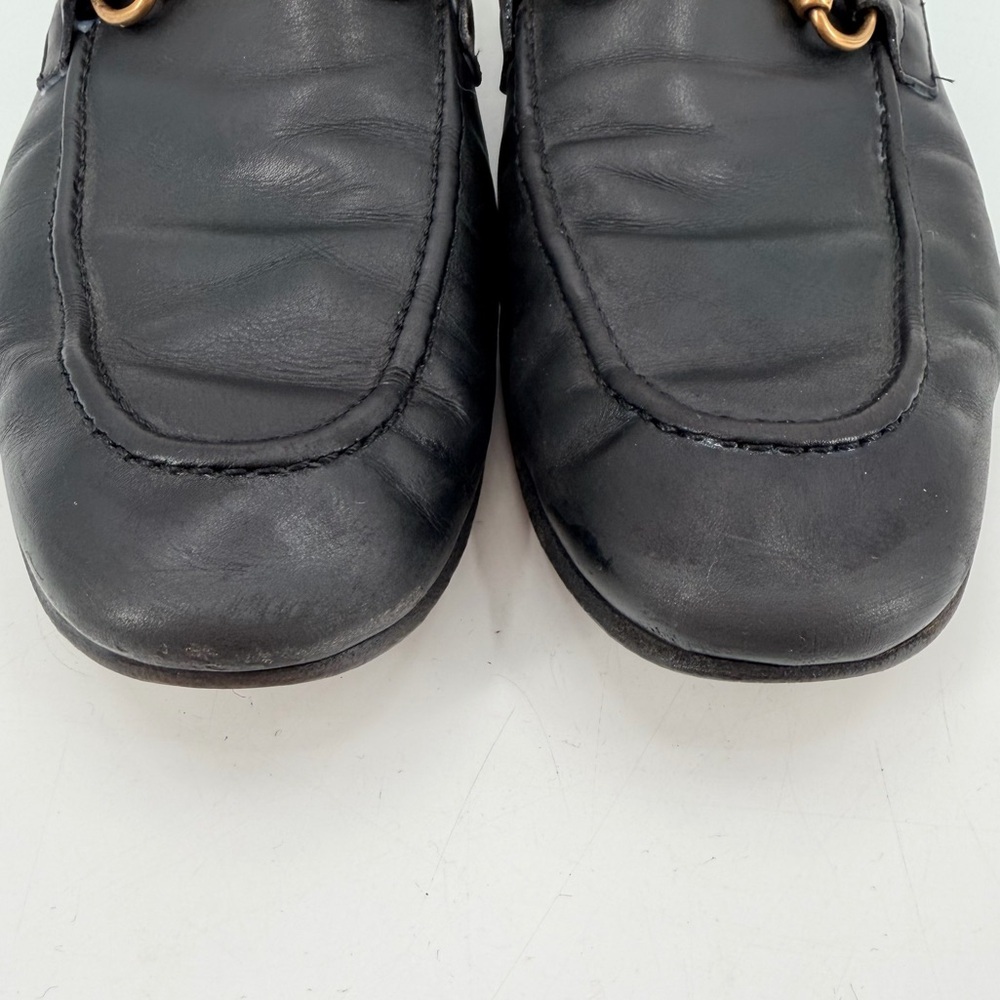 GUCCI Black Leather Horsebit Classic Mens 9 Dress Shoes Loafers FLAWS - Picture 3 of 14